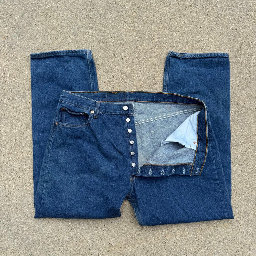 Vintage 90s Levi's 501 Button Fly Original Fit Straight Leg Blue Jeans 40x30